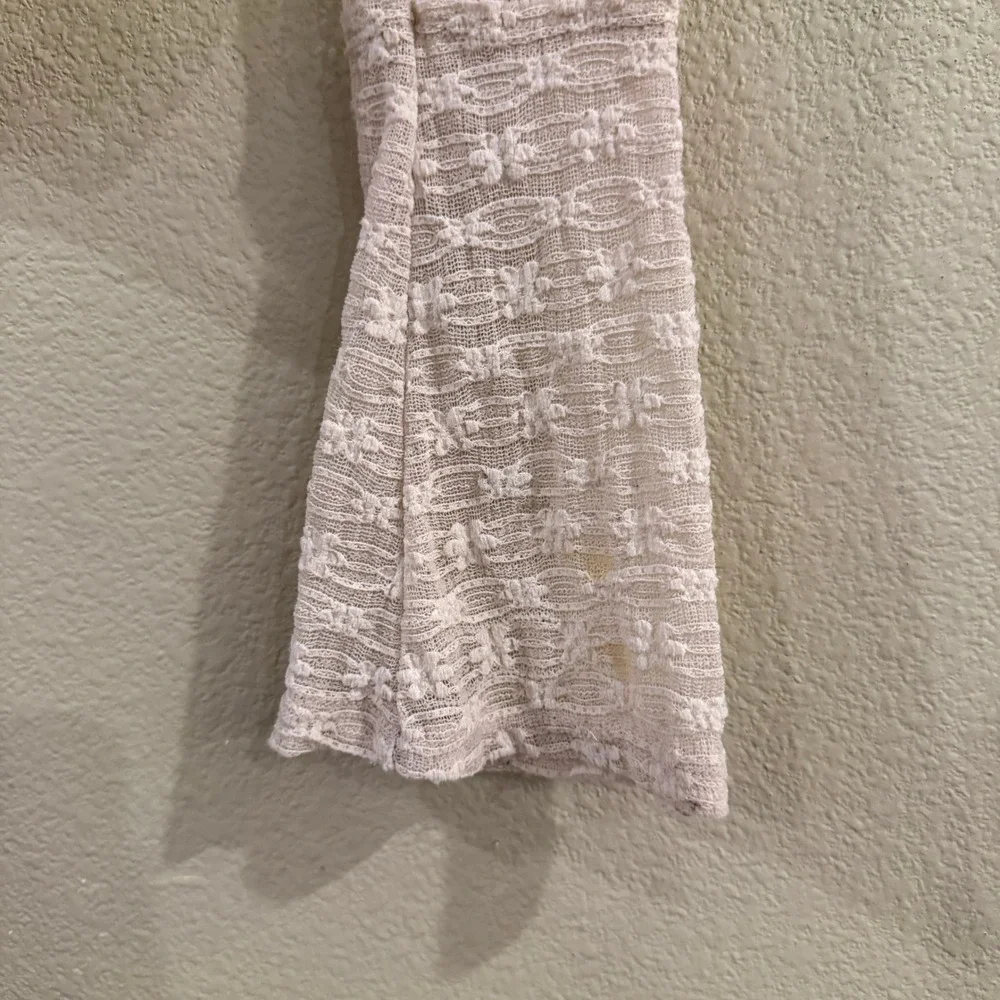 Free People My Party‎ Lace Top Womens XS Cream Long Sleeve Sheer Boho Coquette
